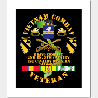 Vietnam Combat Cavalry Veteran w Bravo - 2nd Bn 8th Cav COA - 1st Cav Div SSI Posters and Art